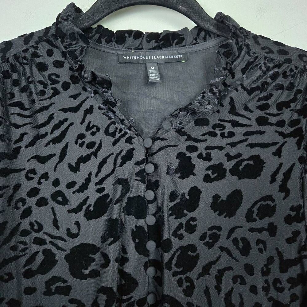 White House Black Market Velvet Burnout Tunic Top Size Medium Black Fairy Grunge - Picture 3 of 7
